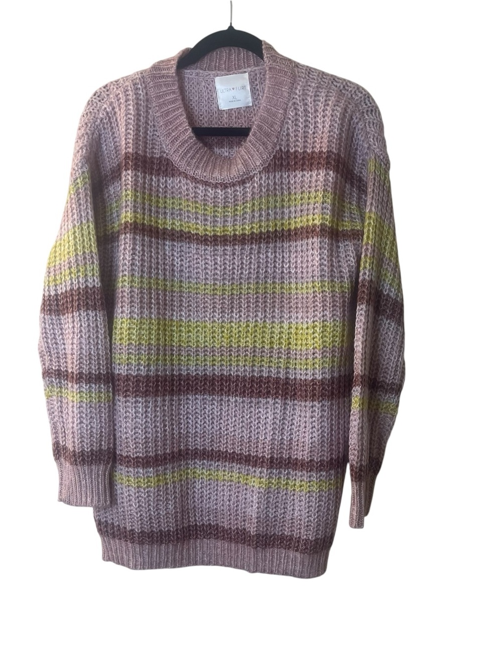 Ultra Flirt Striped Crewneck Knit Sweater Sz XL